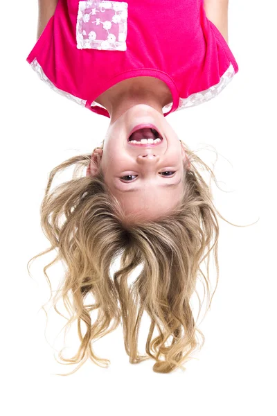 Little girl upside down — Stock Photo, Image