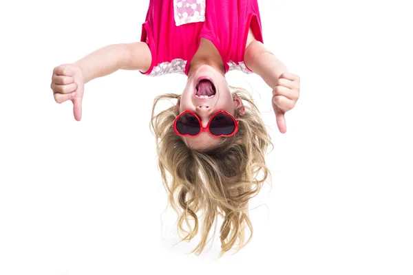 Little girl upside down — Stock Photo, Image