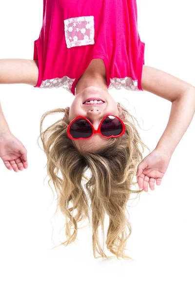 Little girl upside down — Stock Photo, Image