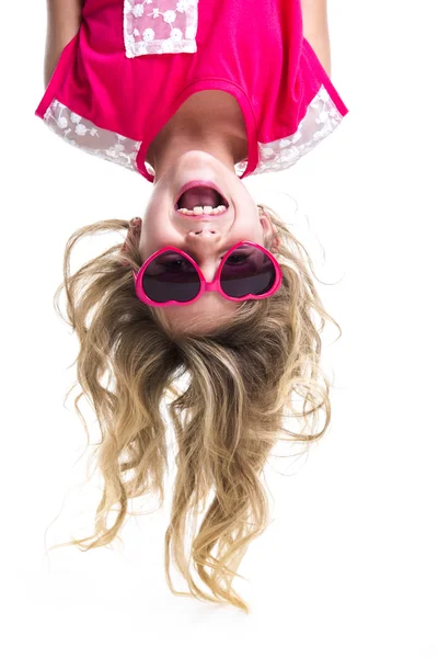 Little girl upside down — Stock Photo, Image