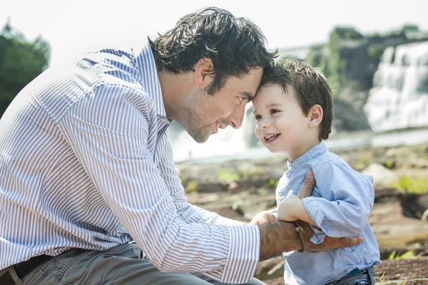 Happy joyful father having fun with is child — Stock Photo, Image