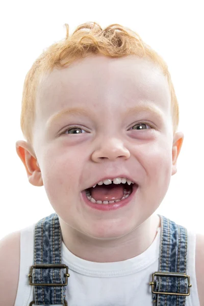 Baby jongen portret over een geïsoleerde witte achtergrond — Stockfoto