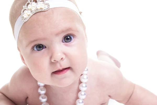 Bebé de tres meses sobre fondo blanco — Foto de Stock