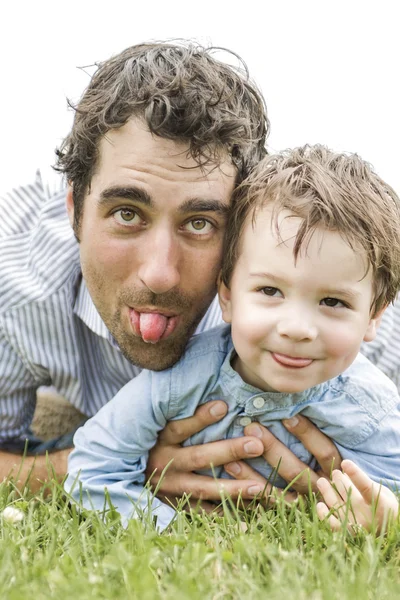 Happy joyful father having fun with is child — Stock Photo, Image