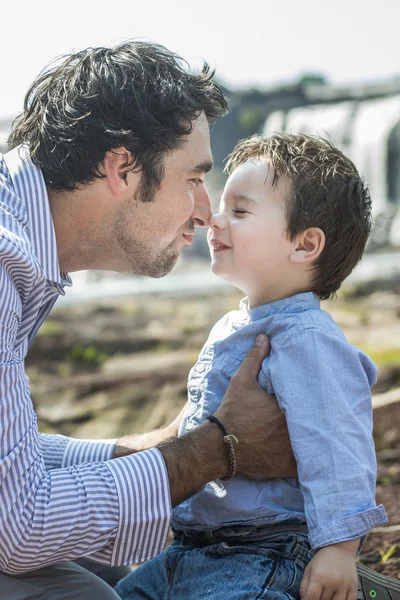 Happy joyful father having fun with is child — Stock Photo, Image