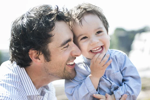 Happy joyful father having fun with is child — Stock Photo, Image