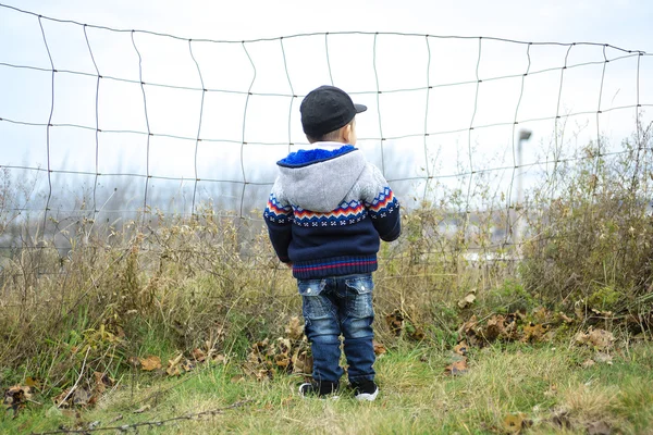 Schattige jongen in herfst park — Stockfoto