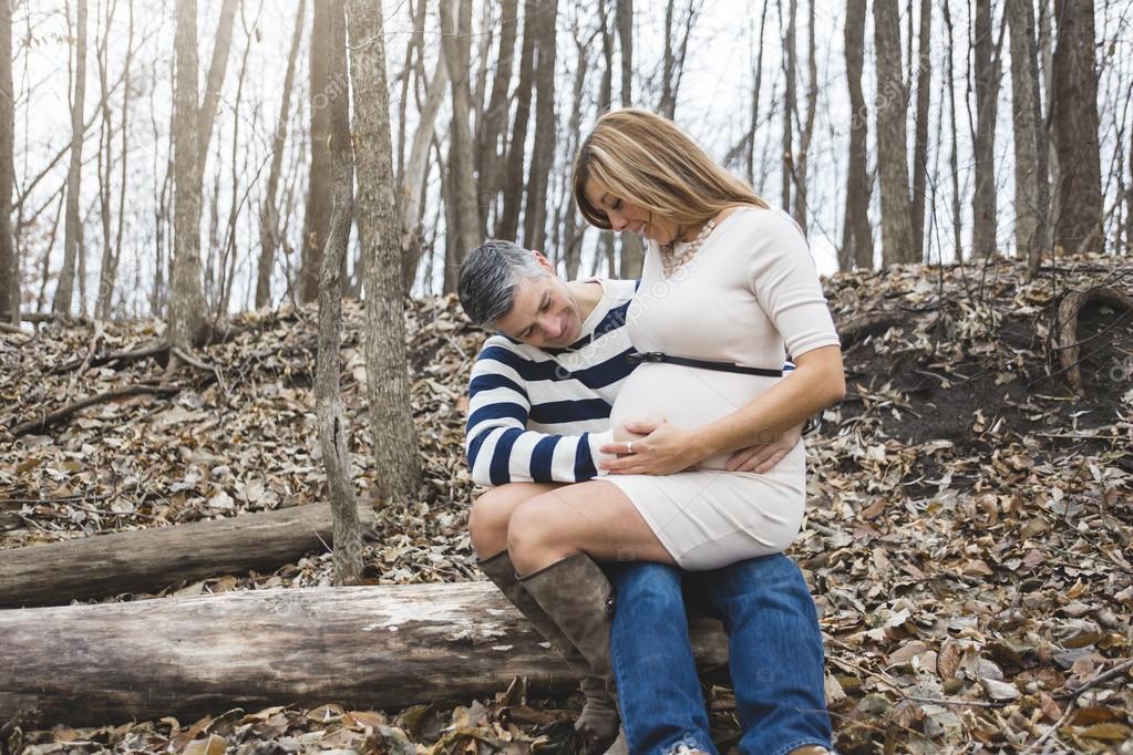 Outdoor wife belly couple