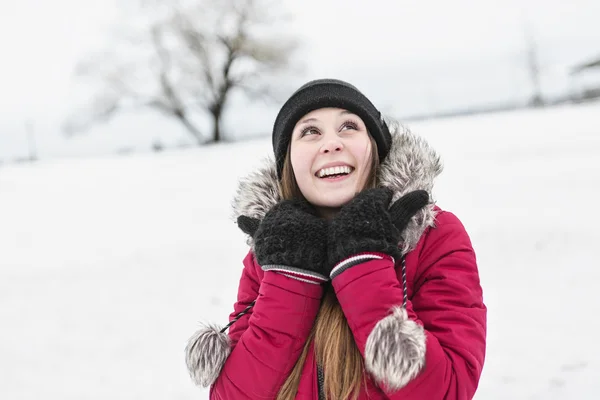 Winter portrait of cute pretty young girl — Stock Photo, Image