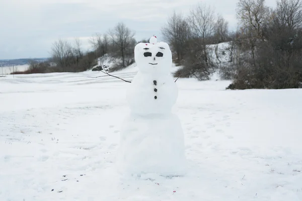 Sníh muž, který stojí na poli — Stock fotografie