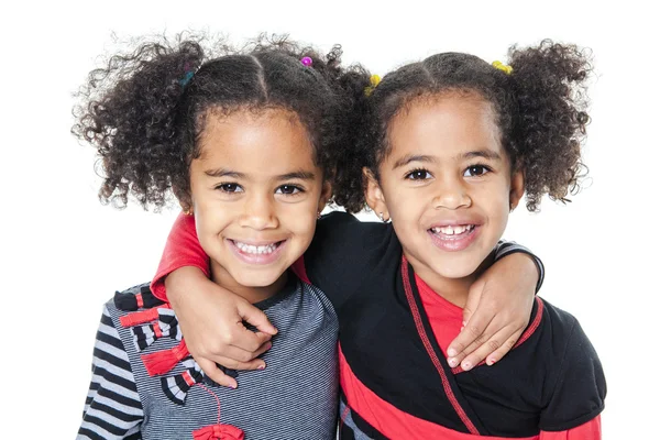 Twin entzückende afrikanische kleines Mädchen mit schöner Frisur — Stockfoto