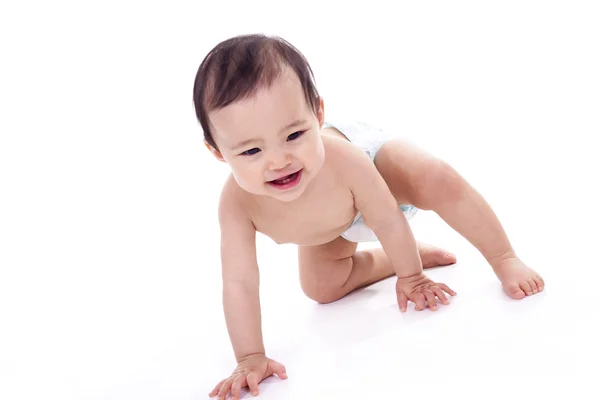 Un bambino asiatico su uno sfondo bianco studio — Foto Stock