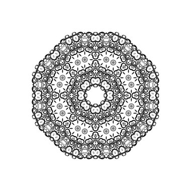Beyaz arkaplan vektöründe çiçekli mandala tasarımı