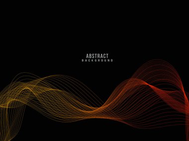 Koyu arkaplan vektörü üzerinde soyut düz altın dalga tasarımı