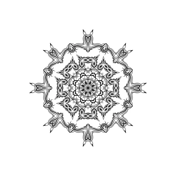 Elegante Decorativo Mandala Blanco Negro Hermoso Diseño Aislado Vector — Vector de stock