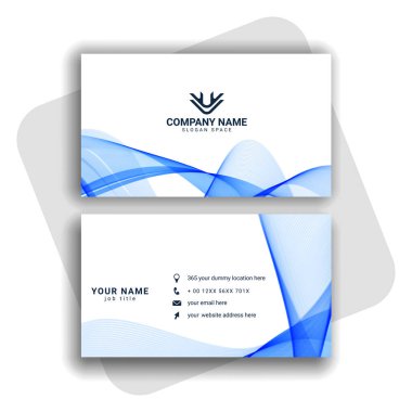 Dalgalı şekilli mavi kartvizit tasarımı