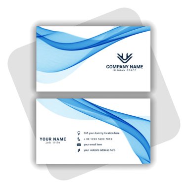 Dalgalı şekilli mavi kartvizit tasarımı