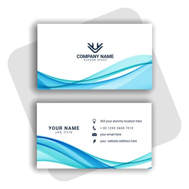 Dalgalı şekilli mavi kartvizit tasarımı