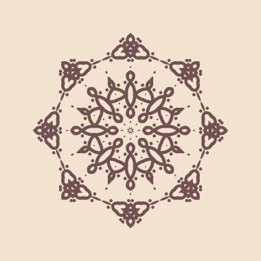 Henna için mandala şeklinde dairesel desen, dekorasyon. Etnik doğu tarzı vektöründeki dekoratif süs