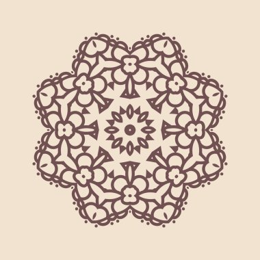 Henna için mandala şeklinde dairesel desen, dekorasyon. Etnik doğu tarzı vektöründeki dekoratif süs