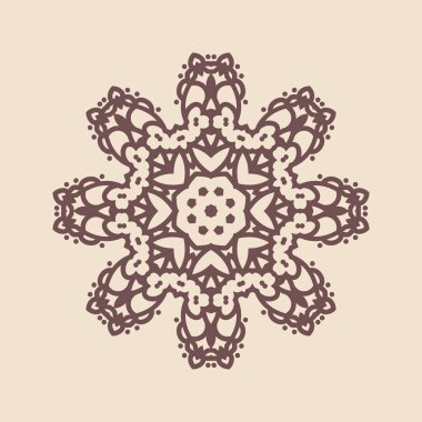 Henna için mandala şeklinde dairesel desen, dekorasyon. Etnik doğu tarzı vektöründeki dekoratif süs