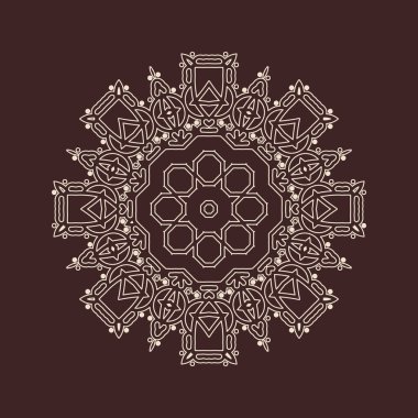 Henna için mandala şeklinde dairesel desen, dekorasyon. Etnik doğu tarzı vektöründeki dekoratif süs