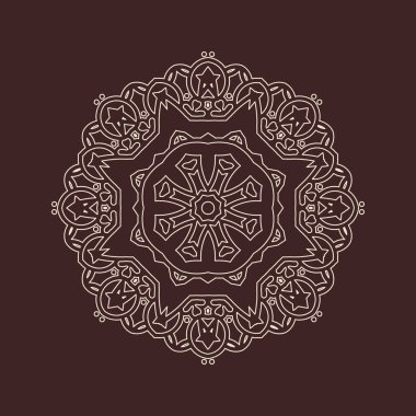 Henna için mandala şeklinde dairesel desen, dekorasyon. Etnik doğu tarzı vektöründeki dekoratif süs