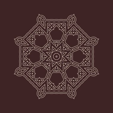 Henna için mandala şeklinde dairesel desen, dekorasyon. Etnik doğu tarzı vektöründeki dekoratif süs