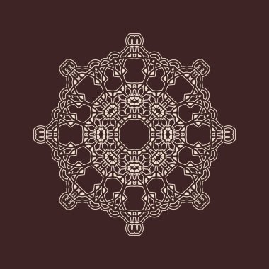 Henna için mandala şeklinde dairesel desen, dekorasyon. Etnik doğu tarzı vektöründeki dekoratif süs