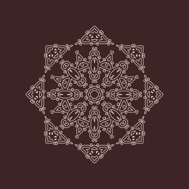 Henna için mandala şeklinde dairesel desen, dekorasyon. Etnik doğu tarzı vektöründeki dekoratif süs