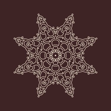 Henna için mandala şeklinde dairesel desen, dekorasyon. Etnik doğu tarzı vektöründeki dekoratif süs