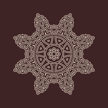 Henna için mandala şeklinde dairesel desen, dekorasyon. Etnik doğu tarzı vektöründeki dekoratif süs