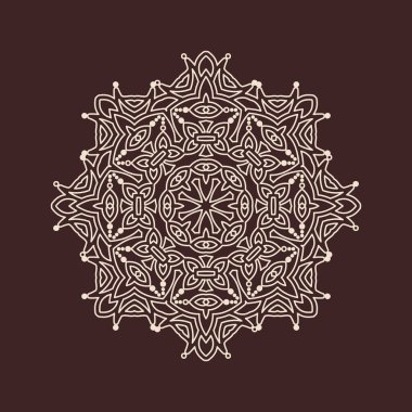 Henna için mandala şeklinde dairesel desen, dekorasyon. Etnik doğu tarzı vektöründeki dekoratif süs