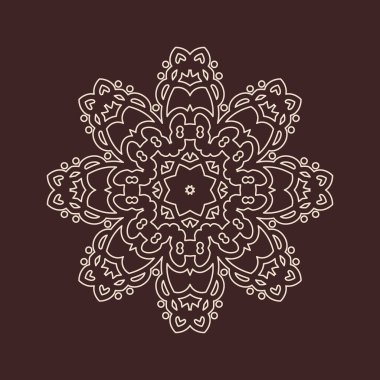 Henna için mandala şeklinde dairesel desen, dekorasyon. Etnik doğu tarzı vektöründeki dekoratif süs