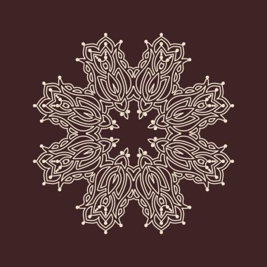 Henna için mandala şeklinde dairesel desen, dekorasyon. Etnik doğu tarzı vektöründeki dekoratif süs