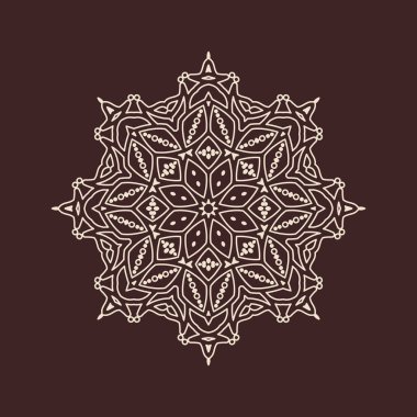 Henna için mandala şeklinde dairesel desen, dekorasyon. Etnik doğu tarzı vektöründeki dekoratif süs