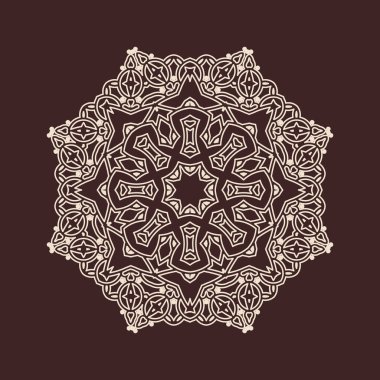 Henna için mandala şeklinde dairesel desen, dekorasyon. Etnik doğu tarzı vektöründeki dekoratif süs