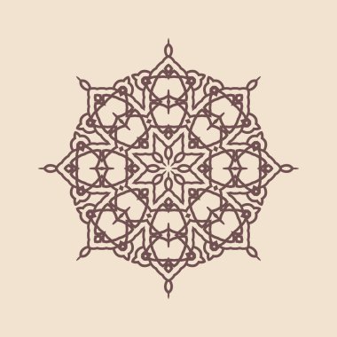 Henna için mandala şeklinde dairesel desen, dekorasyon. Etnik doğu tarzı vektöründeki dekoratif süs