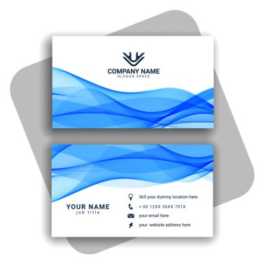 Dalgalı şekilli mavi kartvizit tasarımı