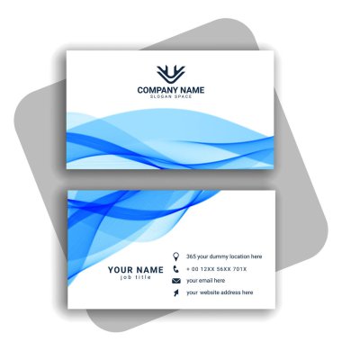 Dalgalı şekilli mavi kartvizit tasarımı