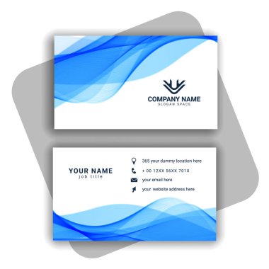 Dalgalı şekilli mavi kartvizit tasarımı