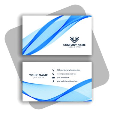 Dalgalı şekilli mavi kartvizit tasarımı