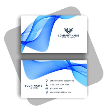 Dalgalı şekilli mavi kartvizit tasarımı