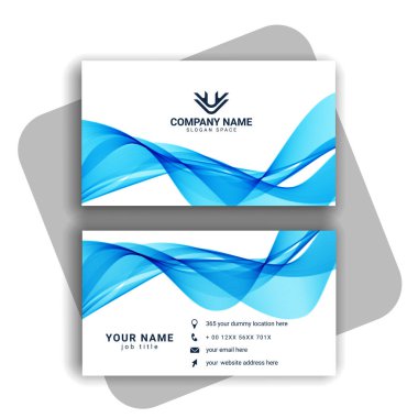 Dalgalı şekilli mavi kartvizit tasarımı