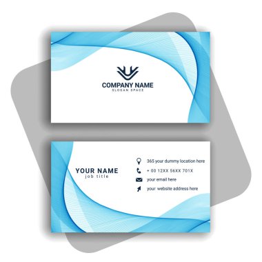 Dalgalı şekilli mavi kartvizit tasarımı