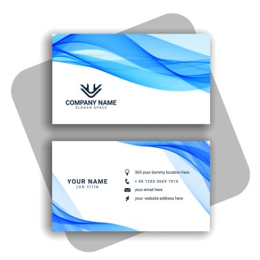 Dalgalı şekilli mavi kartvizit tasarımı