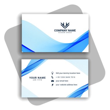 Dalgalı şekilli mavi kartvizit tasarımı