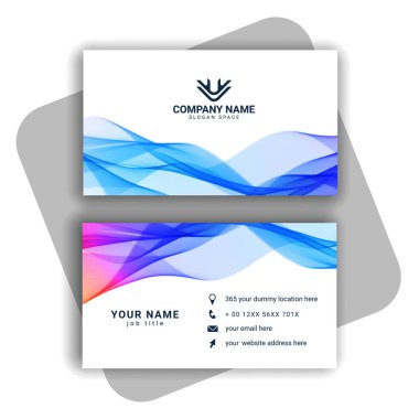 Dalgalı şekilli mavi kartvizit tasarımı