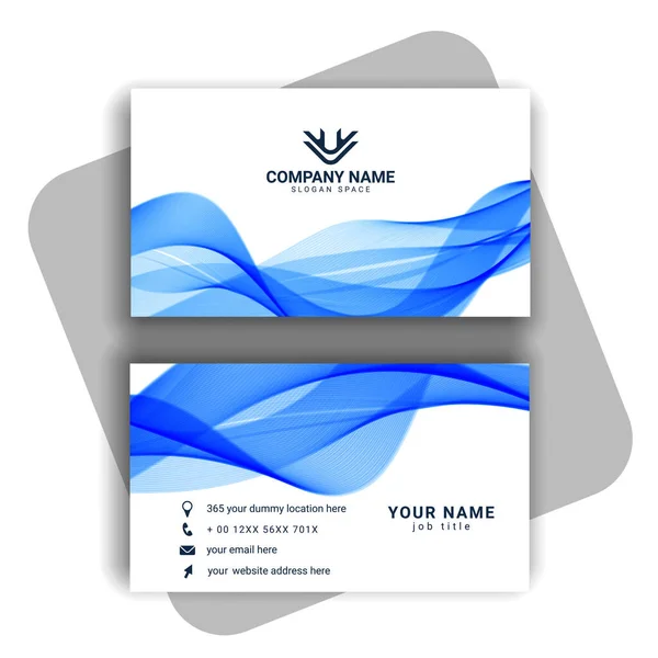Design Moderne Bleu Carte Visite Avec Vecteur Forme Ondulée — Image vectorielle