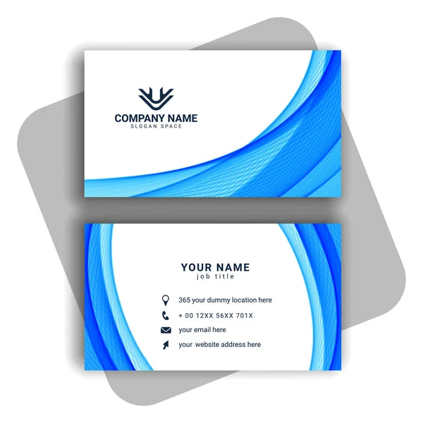 Projeto Moderno Azul Cartão Visita Com Vetor Ondulado Forma — Vetor de Stock